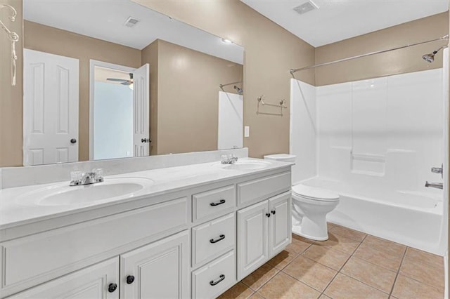 895 N Diane Dr, Olathe, KS 66061 - bathroom with double vanity, bathing tub / shower combination, and tile patterned flooring