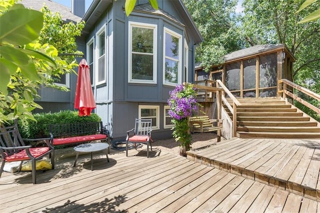 14440 W 187th Ter, Olathe, KS 66062 - wooden terrace with a sunroom and stairway