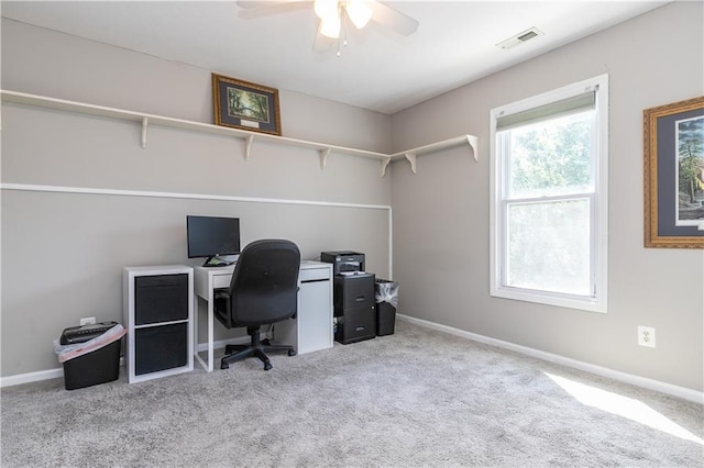 1503 Wrangler Way, Raymore, MO 64083 - carpeted office featuring ceiling fan and baseboards