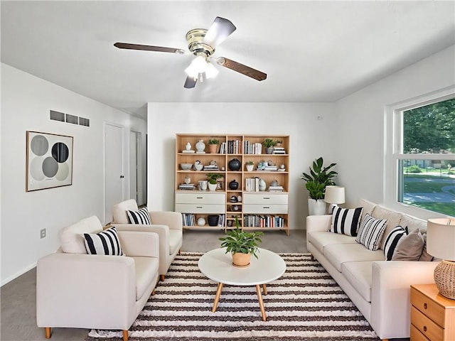 17604 E 19th Street Ct, Independence, MO 64057 - living area with a ceiling fan and carpet floors