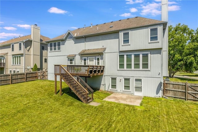 4000 SW Boulder Dr, Lees Summit, MO 64082 - rear view of house featuring a deck, a fenced backyard, stairs, and a patio