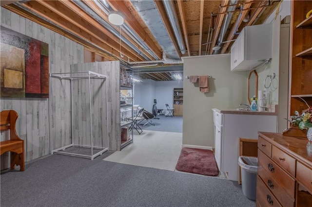 22604 Vincent St, Peculiar, MO 64078 - basement with carpet floors and wooden walls