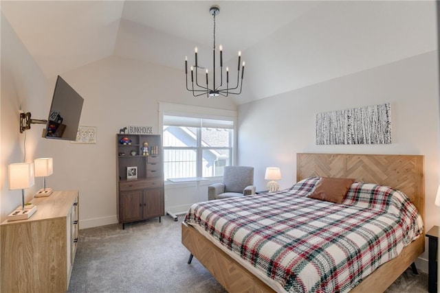 17325 Bradshaw St, Overland Park, KS 66221 - carpeted bedroom featuring a chandelier and vaulted ceiling