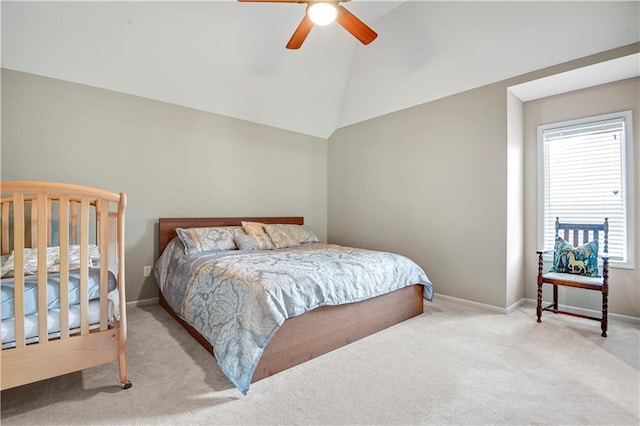 12333 Westgate St, Overland Park, KS 66213 - bedroom featuring carpet floors, vaulted ceiling, and a ceiling fan