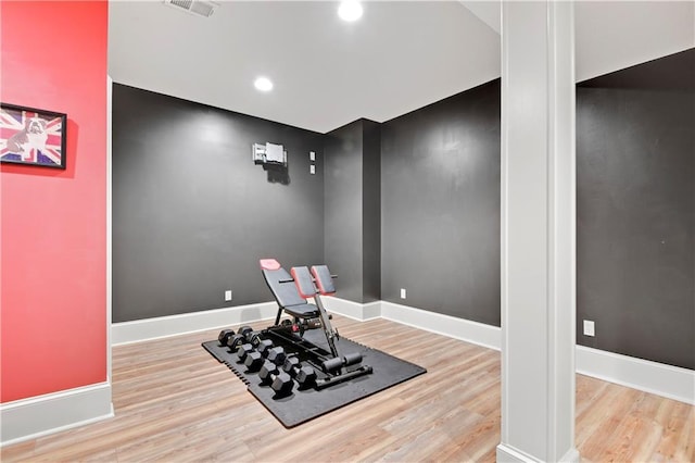 12333 Westgate St, Overland Park, KS 66213 - exercise area with wood finished floors and recessed lighting