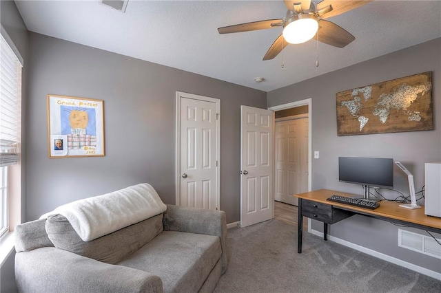 503 SW Creek Ridge Dr, Grain Valley, MO 64029 - carpeted office space with baseboards and ceiling fan