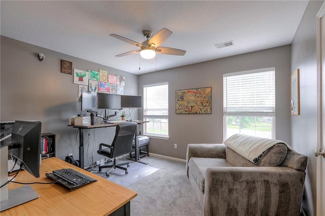 503 SW Creek Ridge Dr, Grain Valley, MO 64029 - carpeted home office featuring ceiling fan and baseboards
