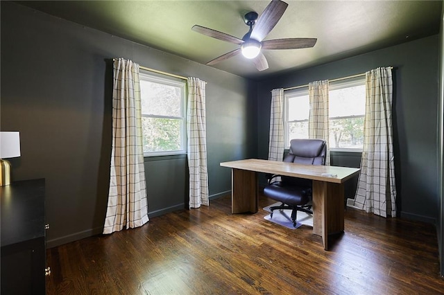 7725 Cleveland Ave, Kansas City, KS 66109 - office space with ceiling fan and dark wood finished floors