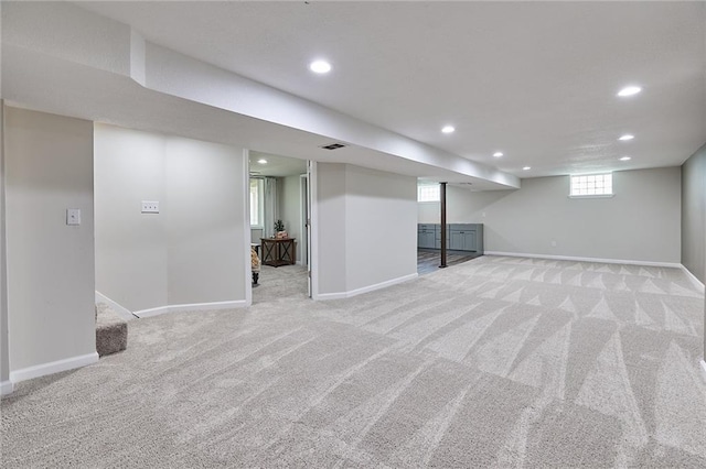7725 Cleveland Ave, Kansas City, KS 66109 - basement featuring light carpet and recessed lighting