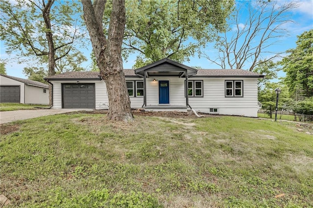7909 Arnote Rd, Pleasant Valley, MO 64068 - ranch-style house with concrete driveway and an attached garage