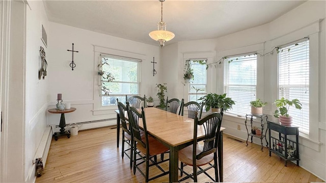 309 College St, Paola, KS 66071 - dining room with light wood finished floors and baseboard heating