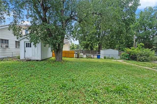 5921 Lexington Ave, Kansas City, MO 64123 - fenced backyard featuring a storage unit and cooling unit