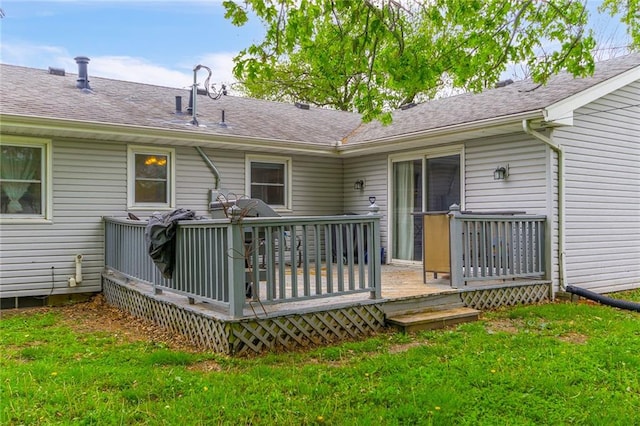 904 Leone Ave, Sedalia, MO 65301 - rear view of property with a deck, a yard, and a shingled roof