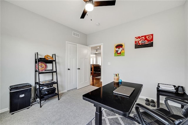 1296 NW Lindenwood Dr, Grain Valley, MO 64029 - office space with a ceiling fan and carpet floors