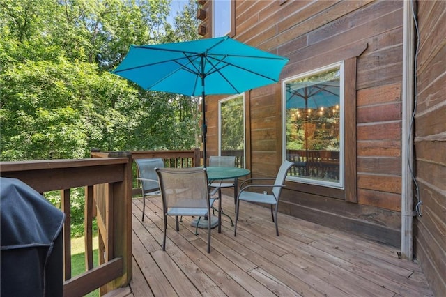 389 NW 1851st Rd, Kingsville, MO 64061 - wooden deck featuring outdoor dining space and grilling area