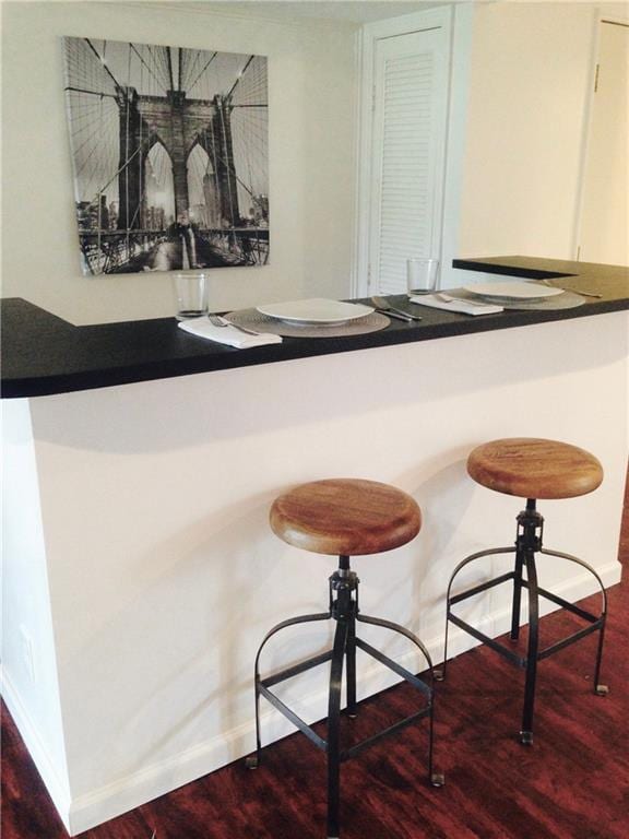 12731 Byars Rd, Grandview, MO 64030 - bar with dark wood-style floors and baseboards