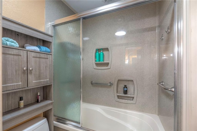 5101 NW Downing St, Blue Springs, MO 64015 - bathroom with toilet and shower / bath combination with glass door