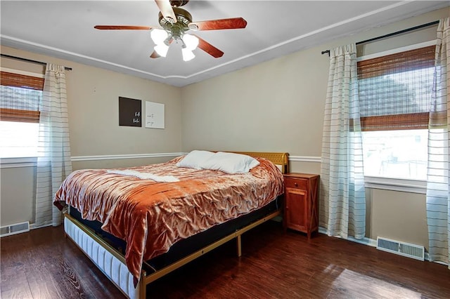 1211 SW Walnut St, Lees Summit, MO 64081 - bedroom with wood finished floors and a ceiling fan