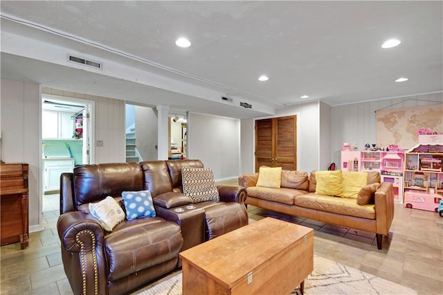 1211 SW Walnut St, Lees Summit, MO 64081 - living room with stairs and recessed lighting