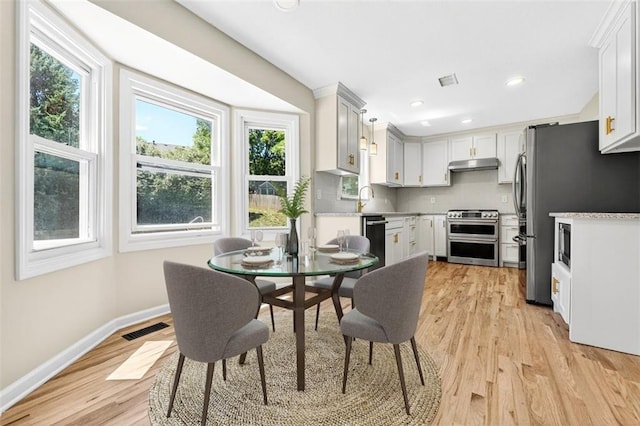2623 W 131st St, Olathe, KS 66061 - kitchen with stainless steel appliances, under cabinet range hood, light wood-style floors, light countertops, and recessed lighting