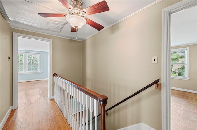 1296 W 72nd Ter, Kansas City, MO 64114 - staircase with wood-type flooring, healthy amount of natural light, and crown molding