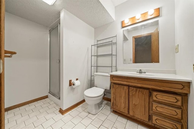 12147 Farley St, Overland Park, KS 66213 - full bathroom with vanity, a shower stall, and a textured ceiling
