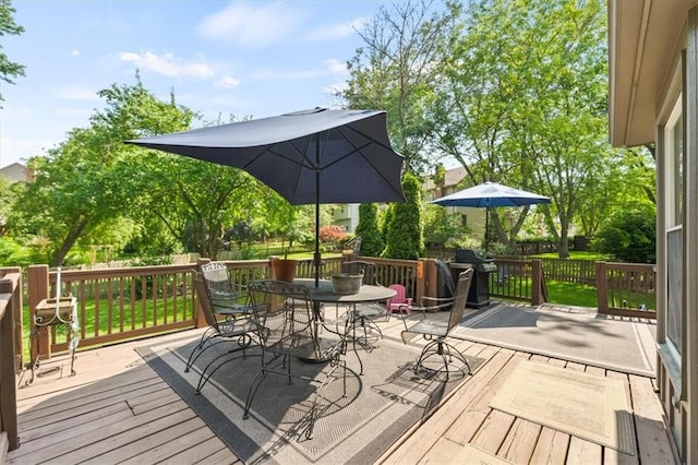 12147 Farley St, Overland Park, KS 66213 - deck featuring outdoor dining area and a grill
