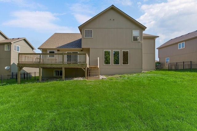 701 Tomahawk Ct, Smithville, MO 64089 - back of house with a wooden deck, stairs, and a shingled roof