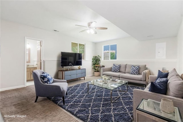 18201 W 157th Ter, Olathe, KS 66062 - living area featuring a ceiling fan and electric panel