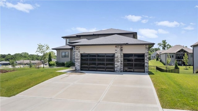 1113 Hummingbird Ct, Greenwood, MO 64034 - view of front of property with a garage, driveway, a shingled roof, and stone siding