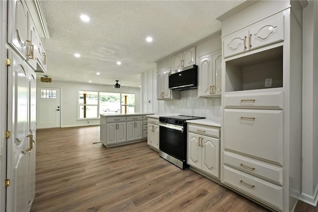 2415 E 126th St, Kansas City, MO 64146 - kitchen featuring appliances with stainless steel finishes, recessed lighting, a textured ceiling, a ceiling fan, and tasteful backsplash