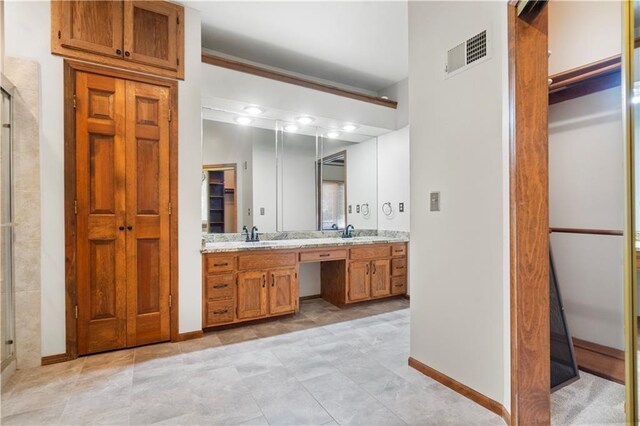 13109 W 65th St, Shawnee, KS 66216 - full bath featuring a stall shower, double vanity, and a closet