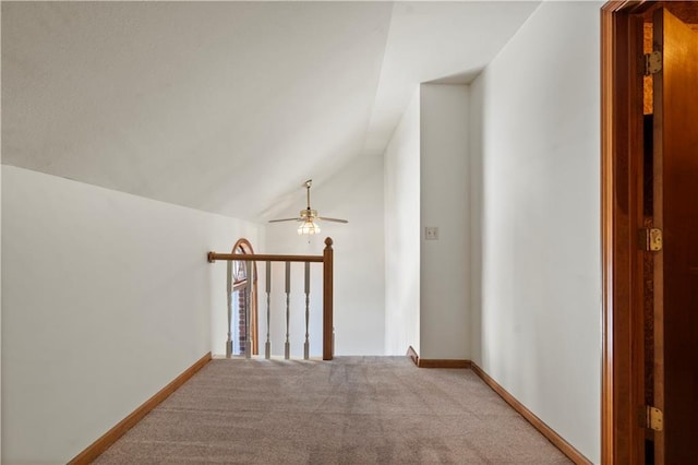 13109 W 65th St, Shawnee, KS 66216 - hall with an upstairs landing, light carpet, and vaulted ceiling