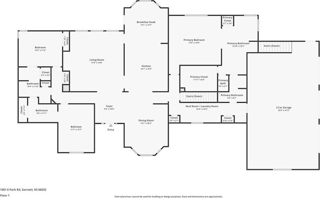 1001 E Park Rd, Garnett, KS 66032 - view of room layout