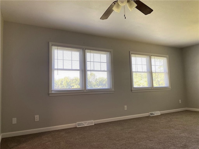 710 E Vine St, Iola, KS 66749 - empty room with plenty of natural light, dark colored carpet, and a ceiling fan