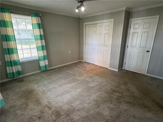 131 E Warren St, Gardner, KS 66030 - unfurnished bedroom featuring crown molding, carpet, and a closet