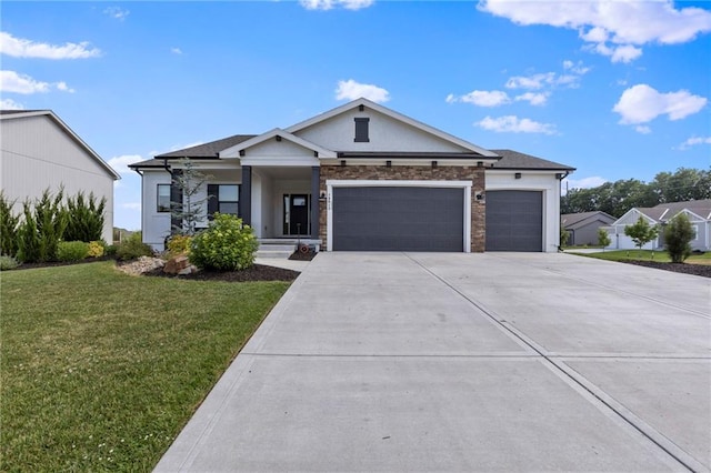 19013 W 188th Ter, Spring Hill, KS 66083 - view of front of house with driveway, an attached garage, a front lawn, and stucco siding