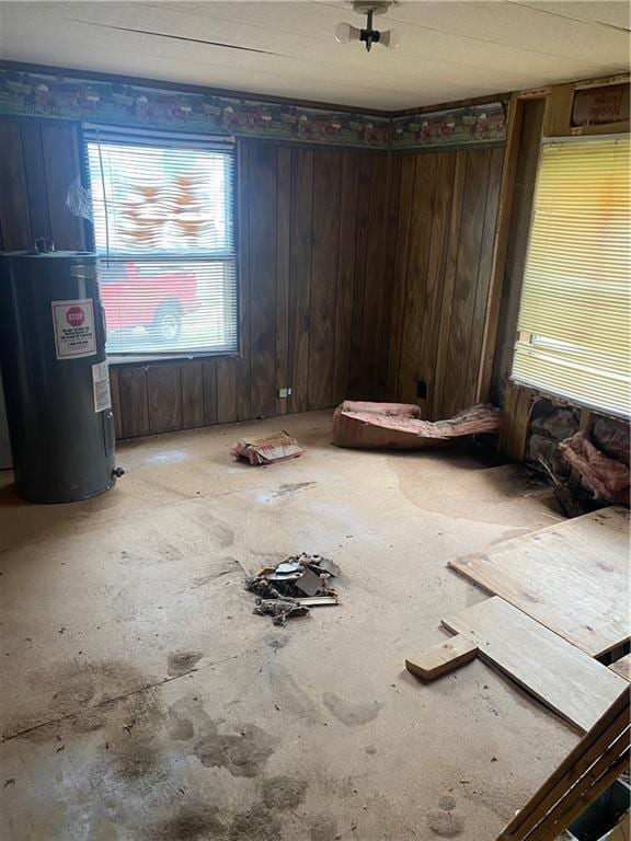 101 E Vine St, Arcadia, KS 66711 - unfurnished room with electric water heater and wood walls