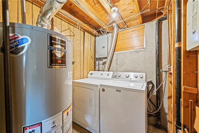 19308 E 18th St N, Independence, MO 64058 - washroom with water heater, electric panel, and washing machine and clothes dryer