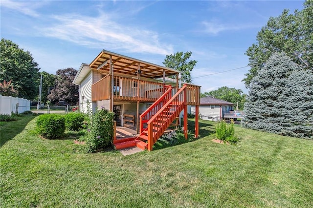 19308 E 18th St N, Independence, MO 64058 - back of property featuring a deck and stairway