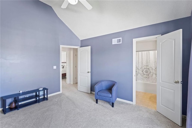 2712 SW Carlton Dr, Lees Summit, MO 64082 - unfurnished room featuring ceiling fan, carpet floors, and high vaulted ceiling