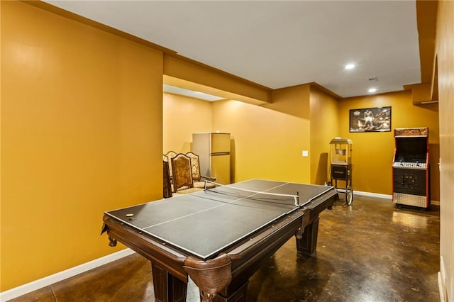 2712 SW Carlton Dr, Lees Summit, MO 64082 - rec room featuring pool table, concrete floors, and recessed lighting