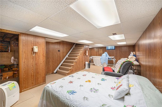 21830 155th St, Basehor, KS 66007 - bedroom with wood walls and a paneled ceiling