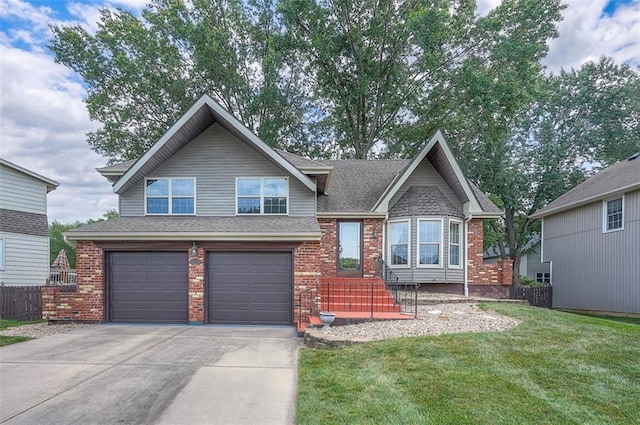 16327 W Locust St, Olathe, KS 66062 - tri-level home featuring driveway, a garage, brick siding, and roof with shingles