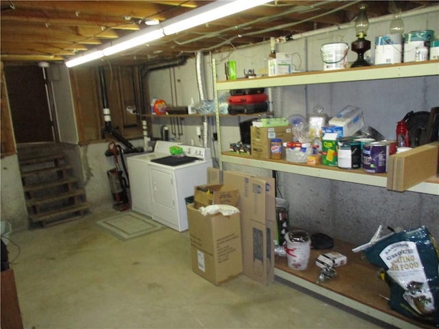 8265 Gleason Rd, Lenexa, KS 66227 - unfinished basement with washer and clothes dryer
