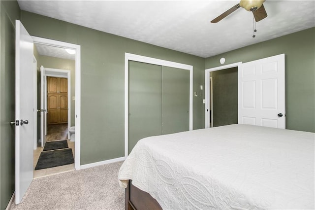 38410 E Cline Rd, Lone Jack, MO 64070 - bedroom with carpet flooring, a closet, and a ceiling fan