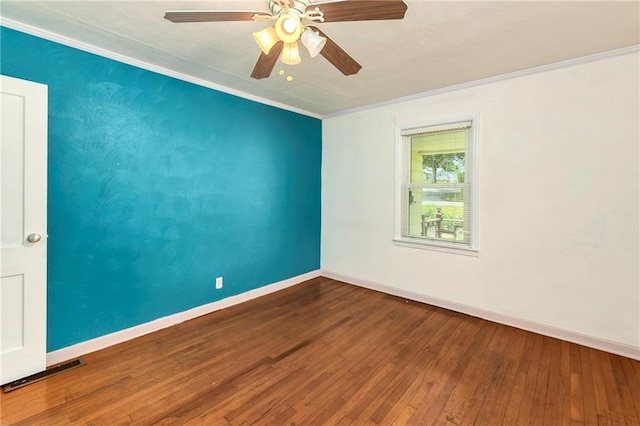 2731 S Northern Blvd, Independence, MO 64052 - spare room with ornamental molding, wood-type flooring, and ceiling fan