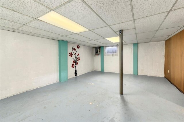 2731 S Northern Blvd, Independence, MO 64052 - finished basement with a drop ceiling and wood walls