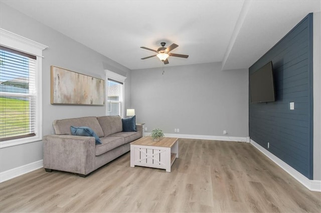 801 NW Hickory Ridge Dr, Grain Valley, MO 64029 - living area with ceiling fan and light wood-type flooring