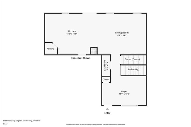 801 NW Hickory Ridge Dr, Grain Valley, MO 64029 - view of floor plan / room layout